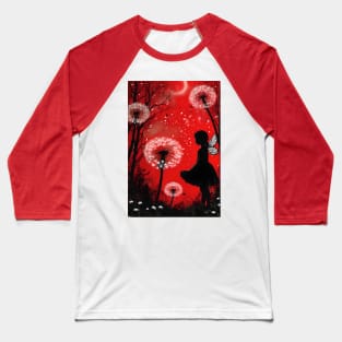 Celestial Whispers: Innocence Under the Crimson Sky Baseball T-Shirt